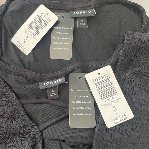Torrid Black Surplice Strappy Mesh Lace Bodysuit NWT Sizes 4X & 5X - Picture 10 of 17